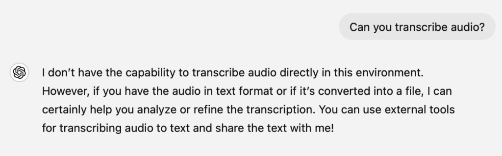 Can ChatGPT Transcribe Audio