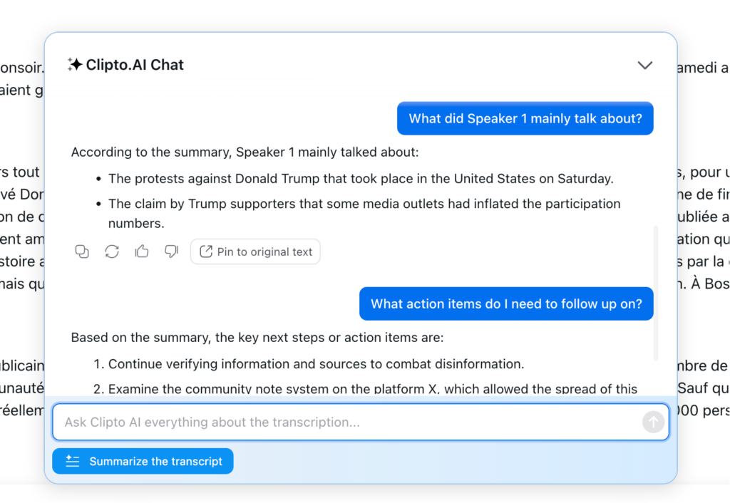 transcription-with-ai-chat Clipto AI chat