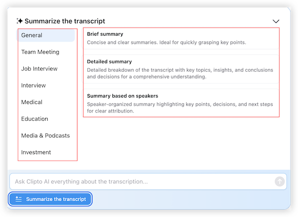 Clipto Summarize Transcript