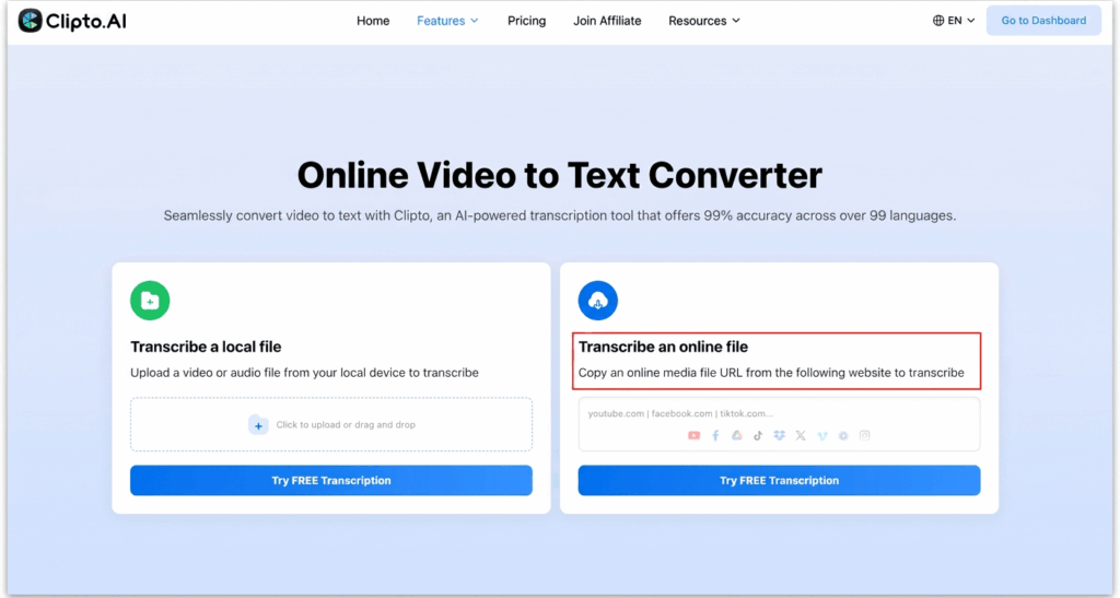 Transcribe Online Video