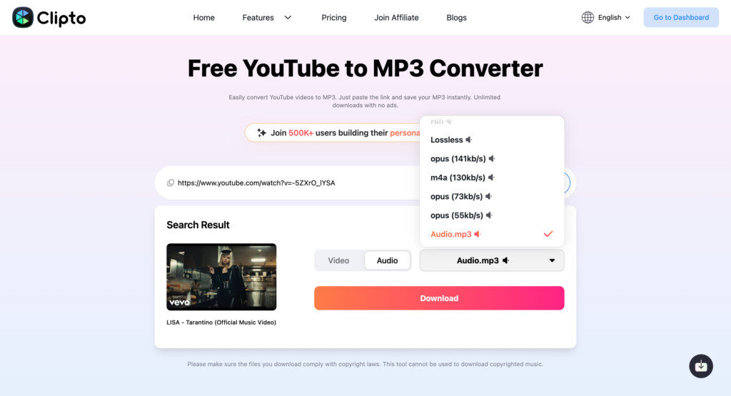Clipto YouTube to MP3