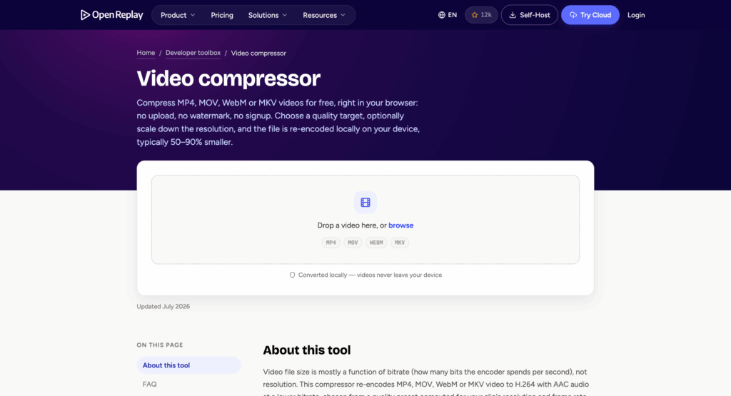 OpenReplay Video Compressor