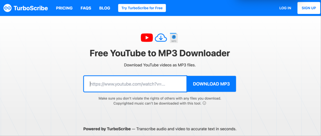 TurboScribe YouTube to MP3 Converter
