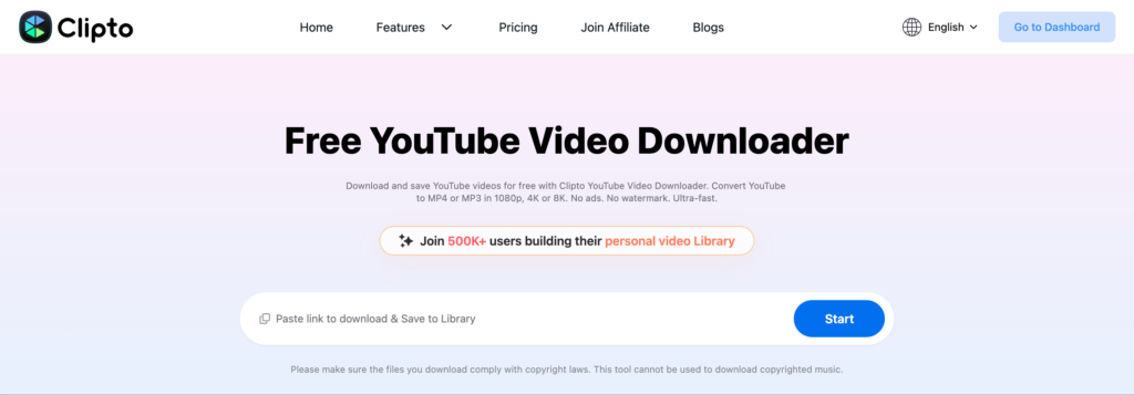 YouTube video downloader interface